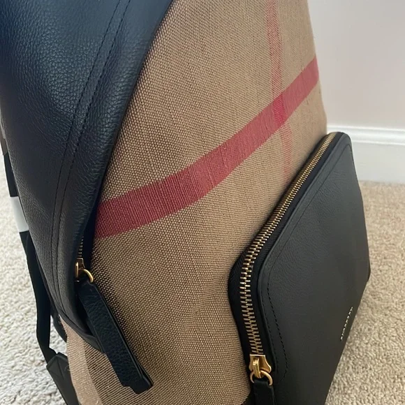 Burberry Abbeydale House Check Canvas & Leather Backpack 4033397 NWT - Picture 5 of 10